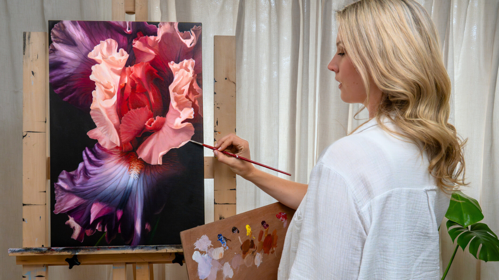 How to Paint Flowers in Acrylic for Beginners: Realistic Iris Painting Tutorial